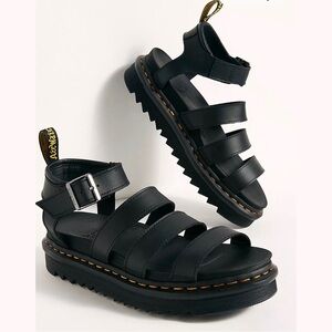 Dr. Martens Black Leather Platform Sandals